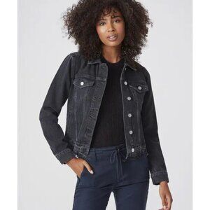 PAIGE Rowan Denim Jacket Undone Hem Faded Onyx Black Size XS Fall Classic